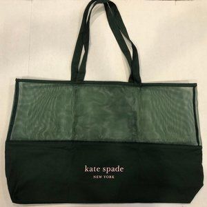 Kate Spade Large Green Canvas Mesh Tote Bag